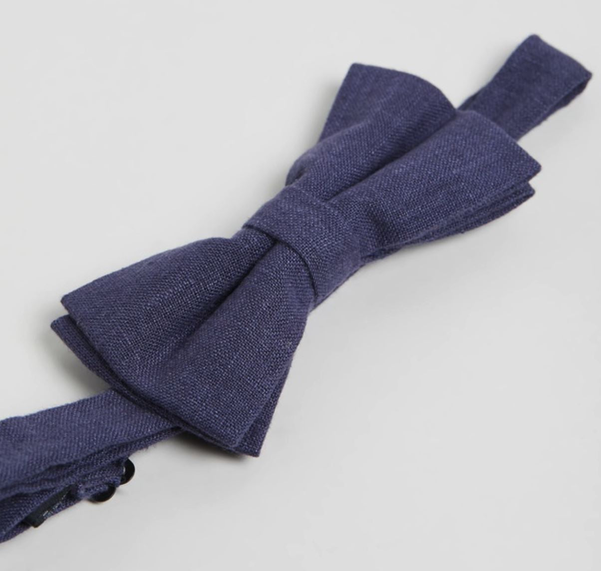 Oak & Mills Navy Linen Bow Tie (New)