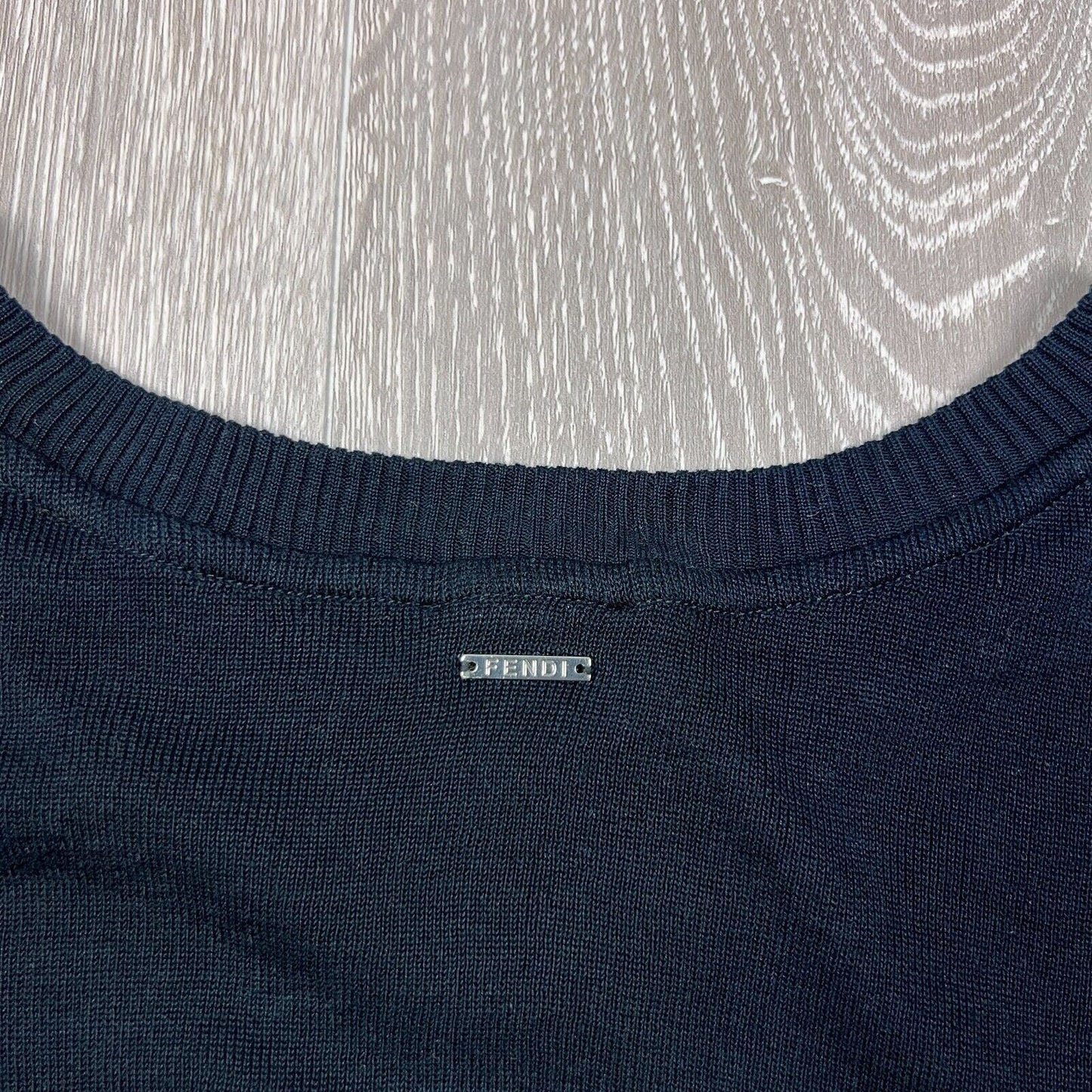 Fendi Womens Sleeveless Black Knitted Top Size M