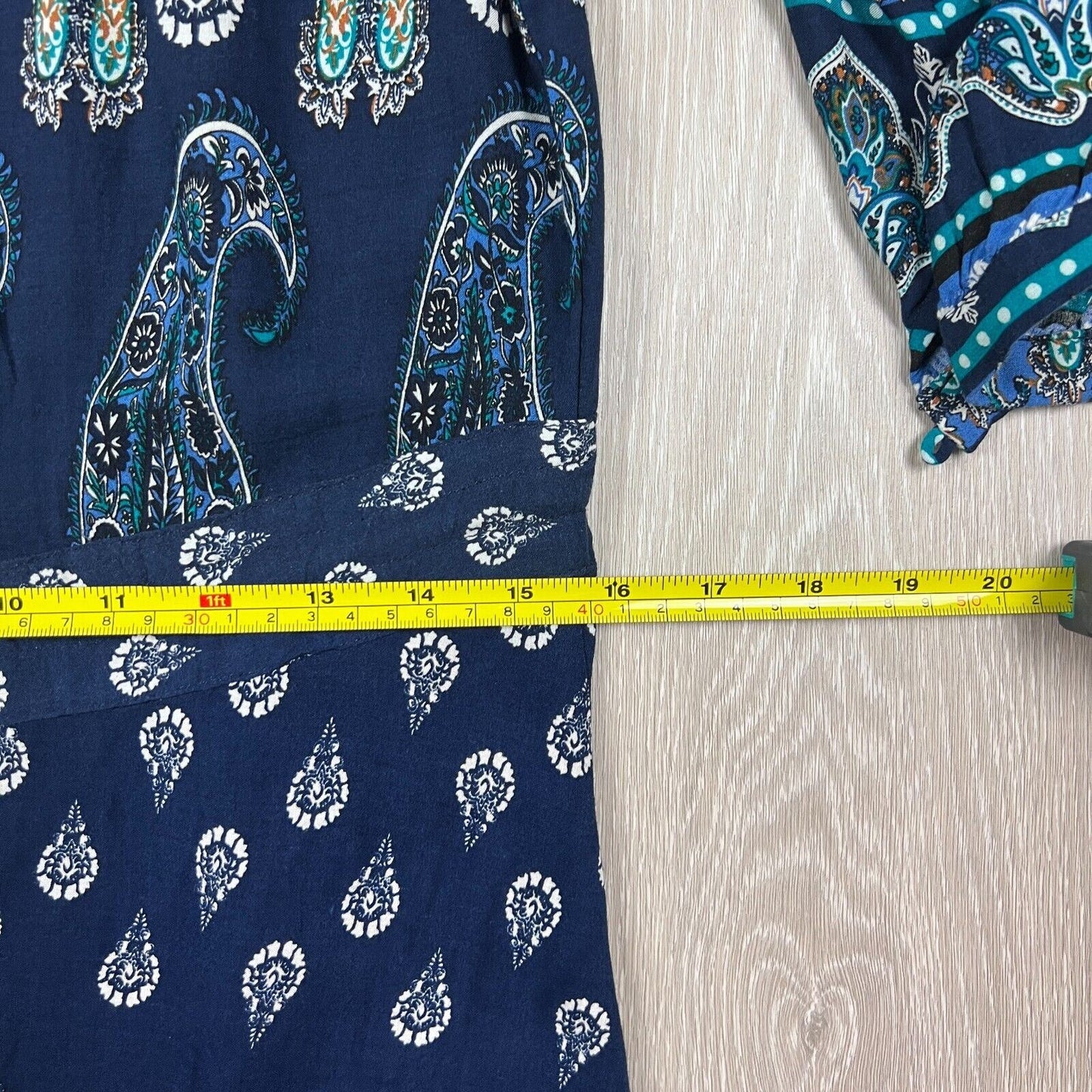 Le Salty Label Navy Blue Paisley Print Midi Bohemian Dress Size Medium