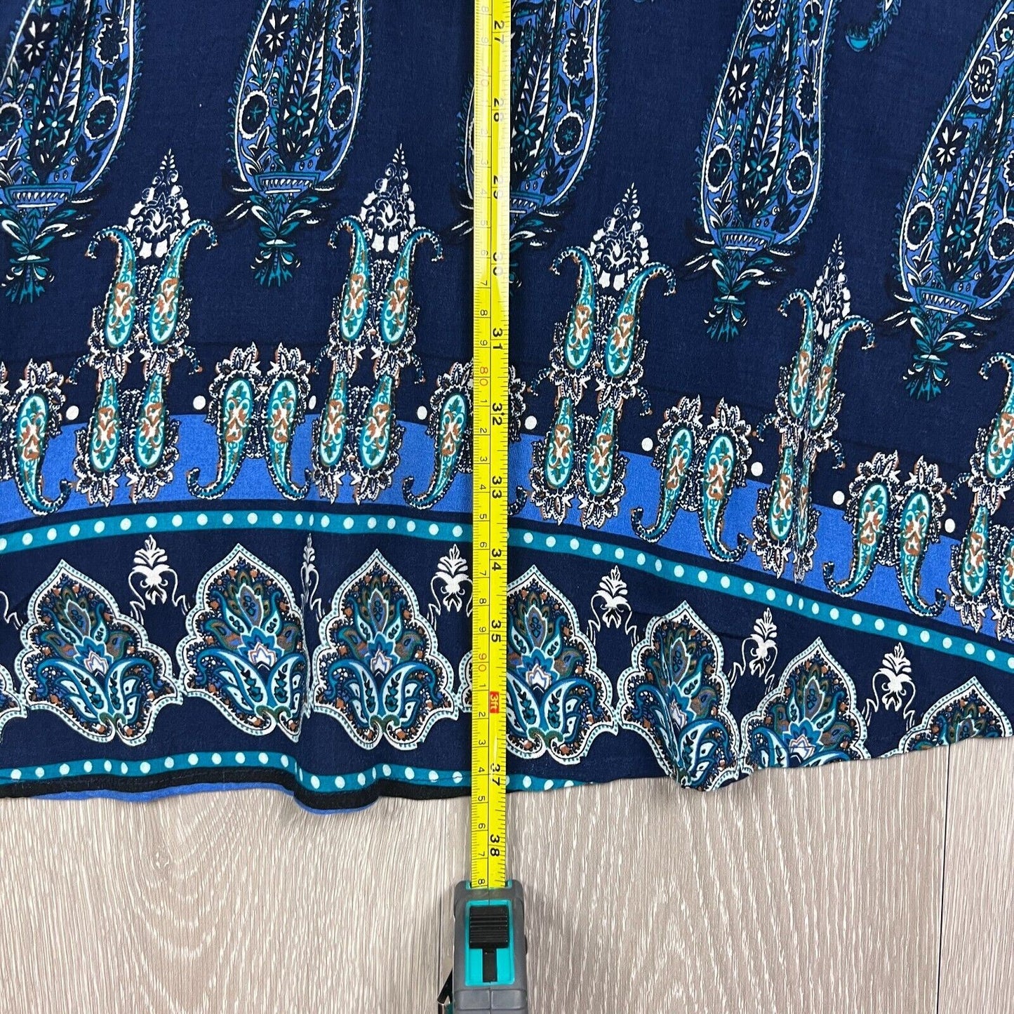 Le Salty Label Navy Blue Paisley Print Midi Bohemian Dress Size Medium