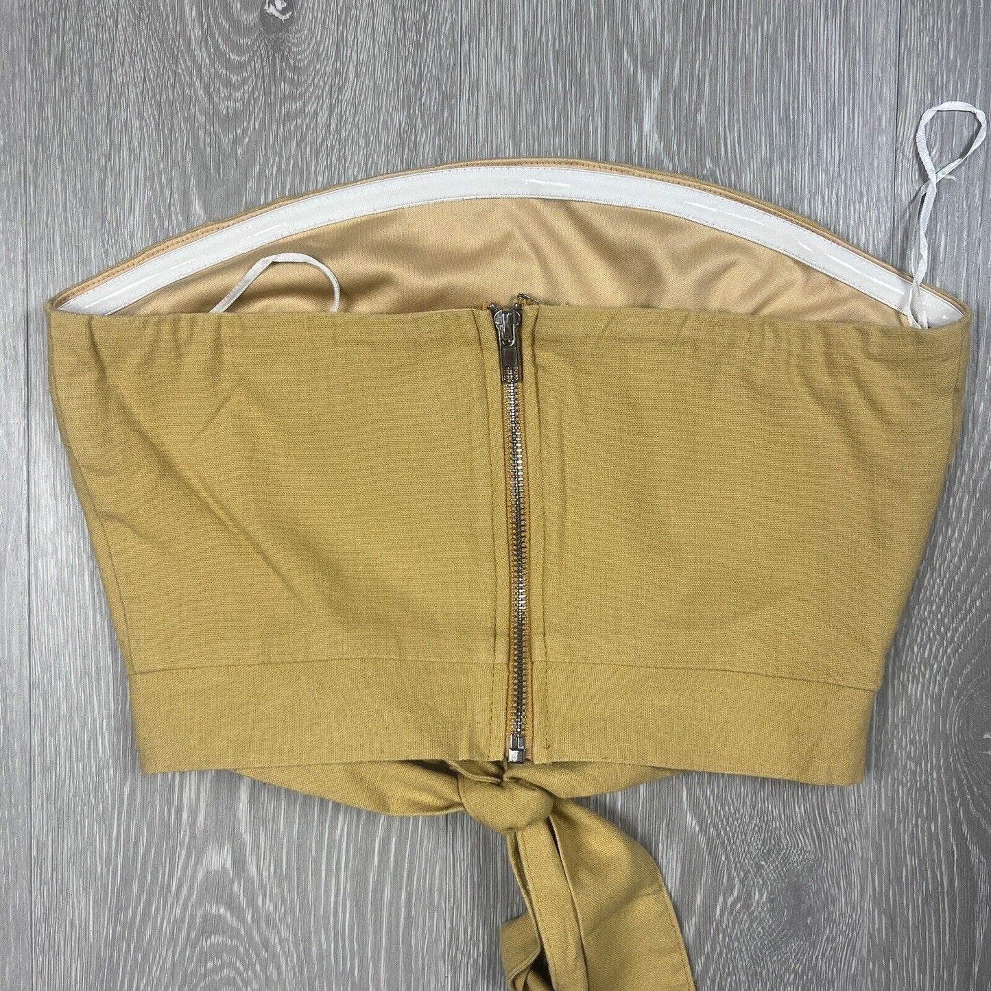Luvalot Womens Strapless Front Tie Yellow Top Size 10