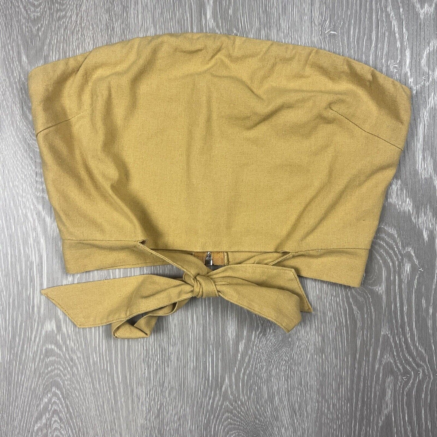 Luvalot Womens Strapless Front Tie Yellow Top Size 10