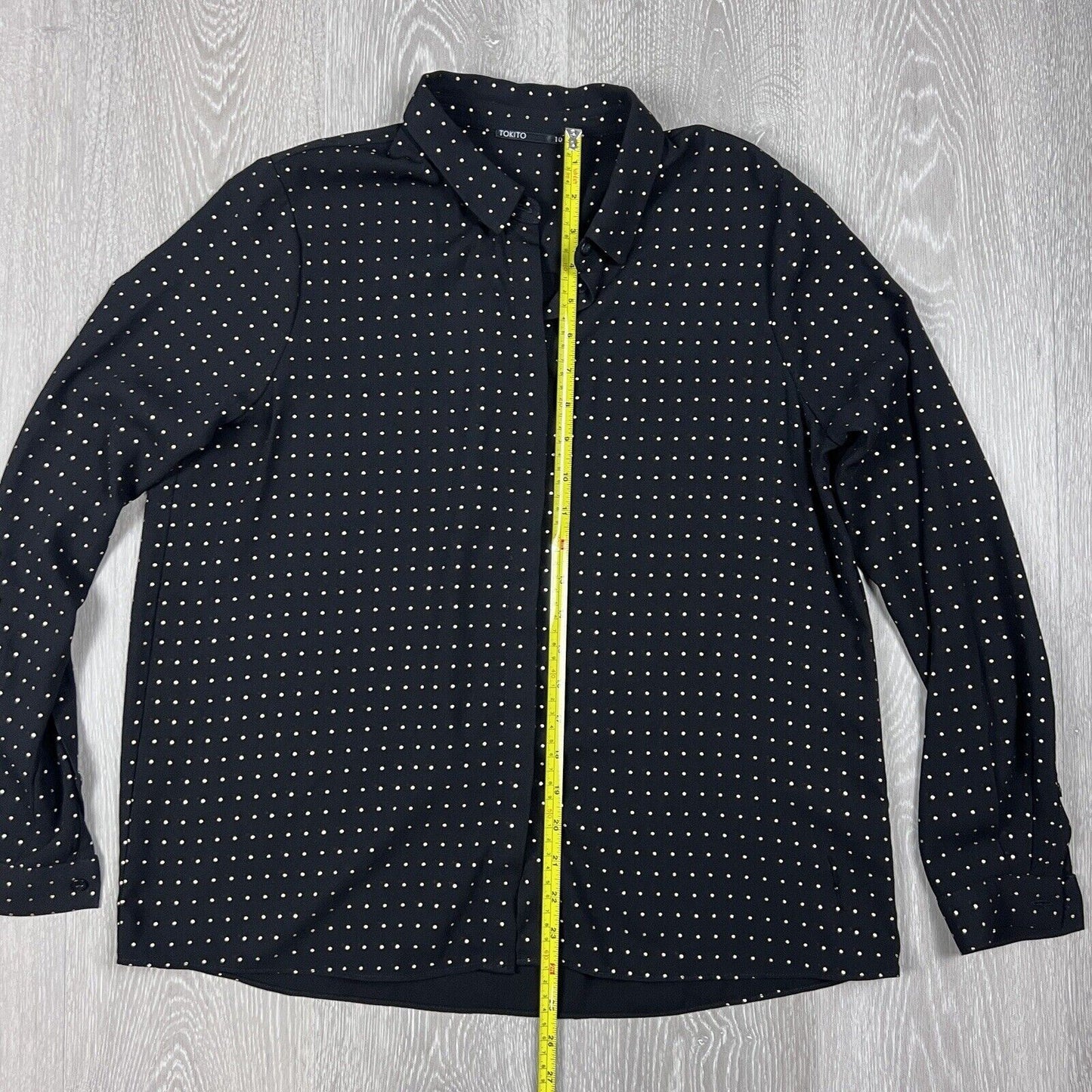 Tokito Womens Black Long Sleeve Button Up Shirt Size 10