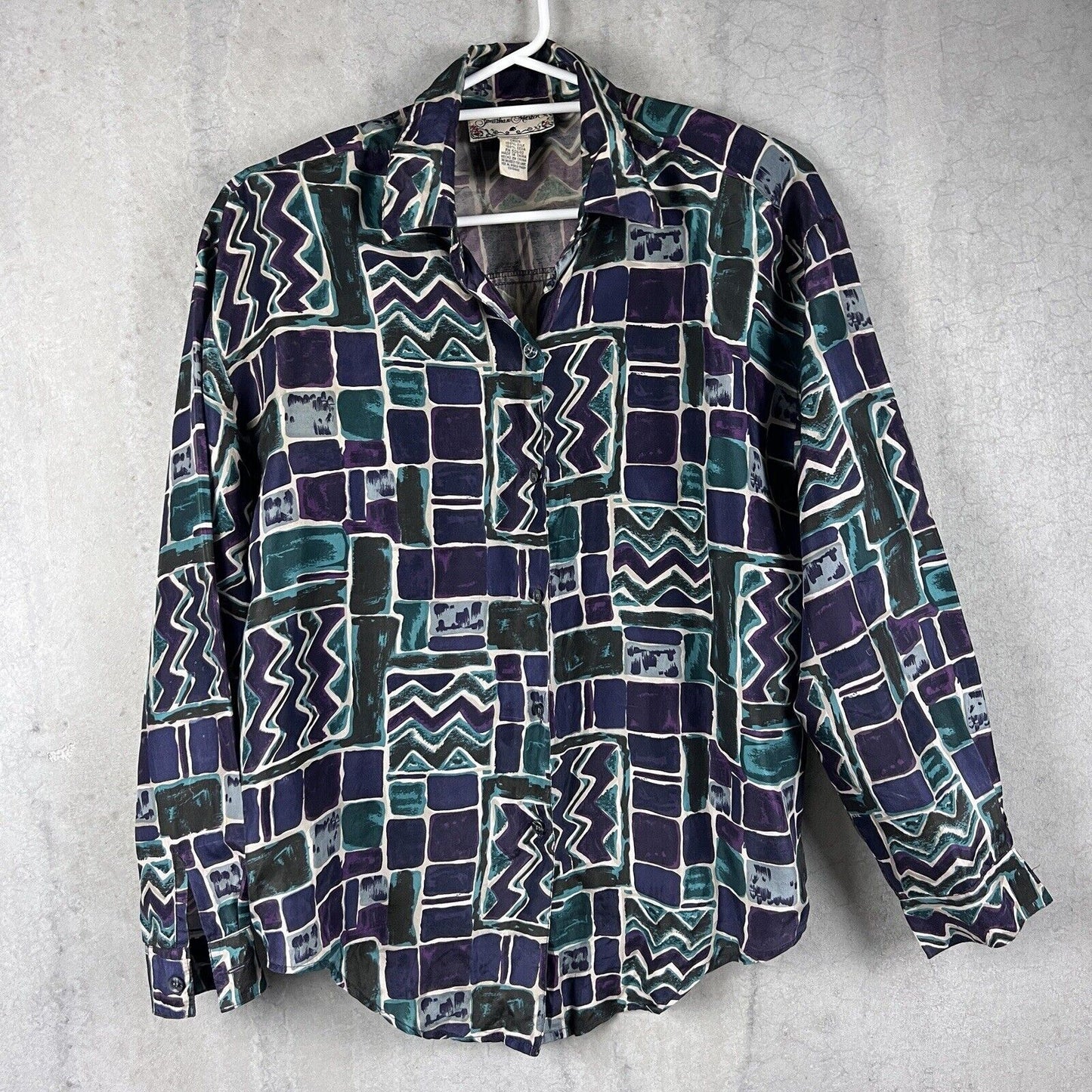 Jonathan Martin Vintage Womens Silk Long Sleeve Button Up Shirt Size Small
