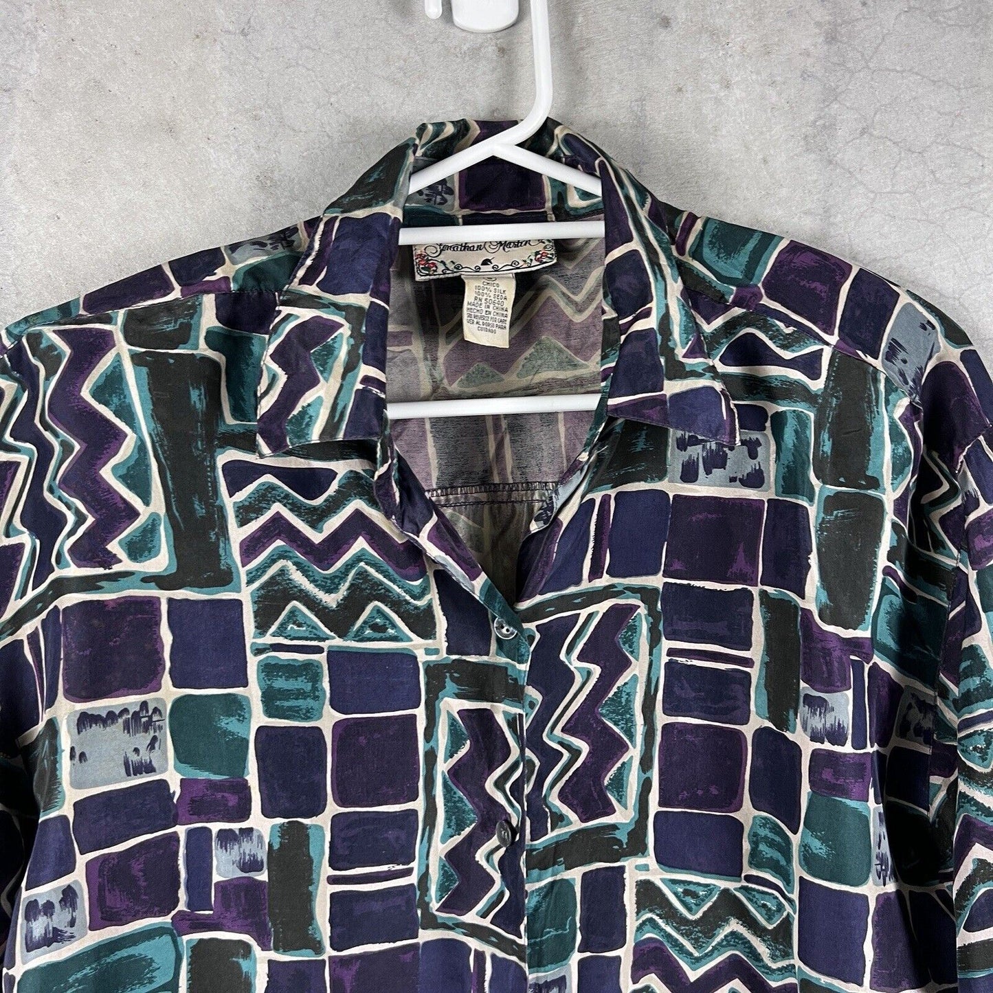 Jonathan Martin Vintage Womens Silk Long Sleeve Button Up Shirt Size Small