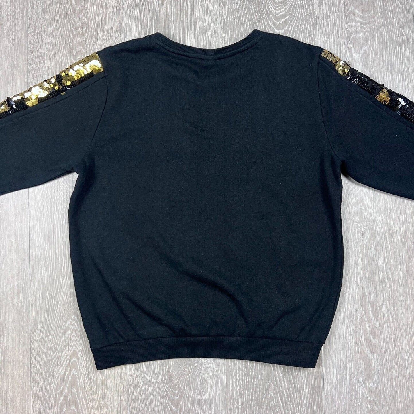 Disney Aladdin Womens Black Sequin Sleeved Pullover Jumper Size Small