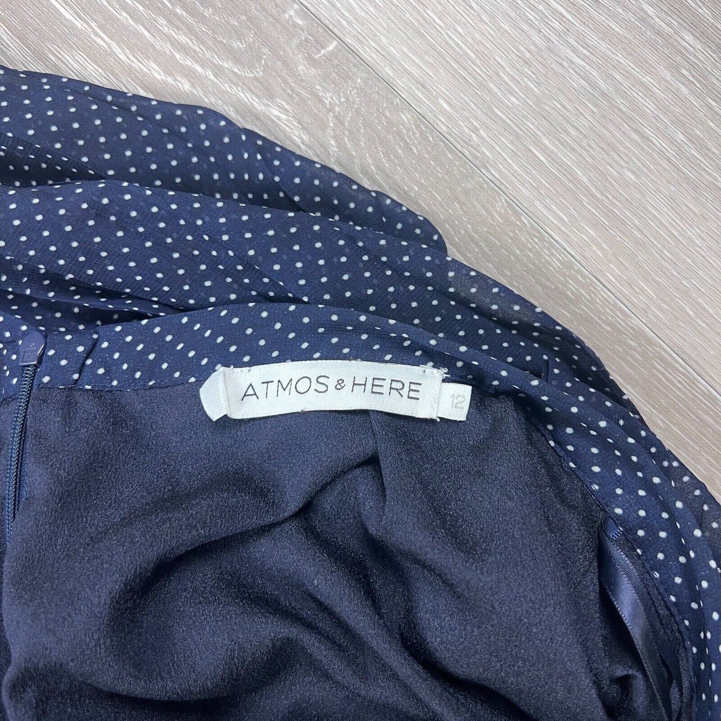 Atmos & Here Polka Dot Navy Skirt Size 12