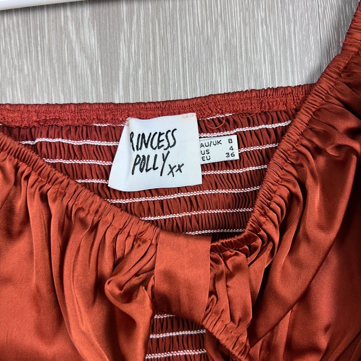 Princess Polly Puffy Arm Front Tie Crop Top Size 8