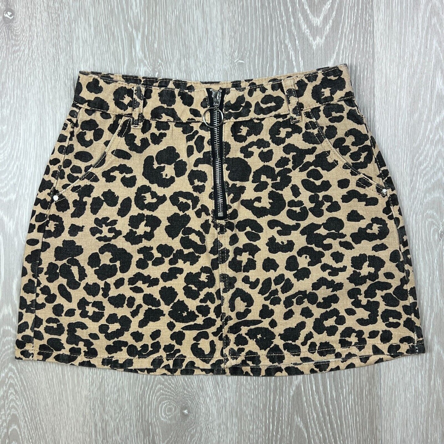 Ava & Ever Womens Animal Print Denim SKirt Size 8