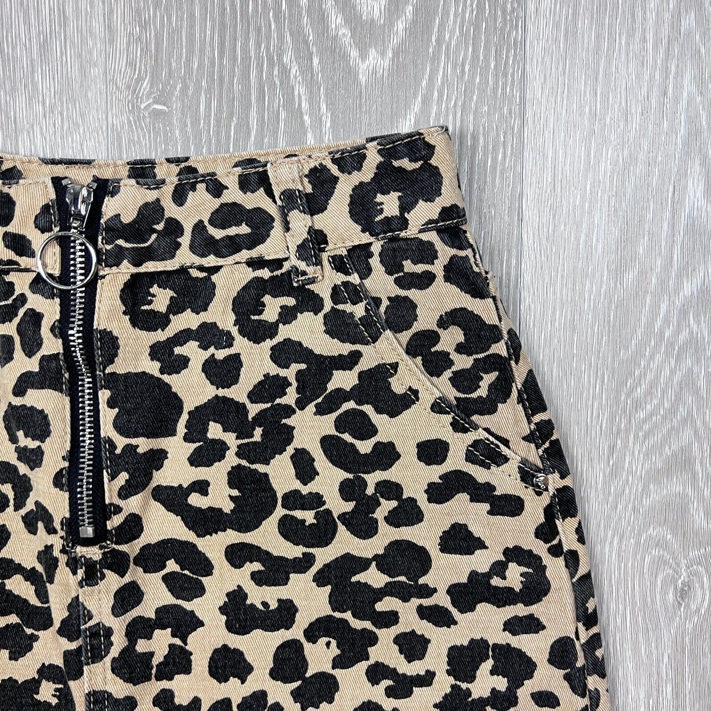 Ava & Ever Womens Animal Print Denim SKirt Size 8