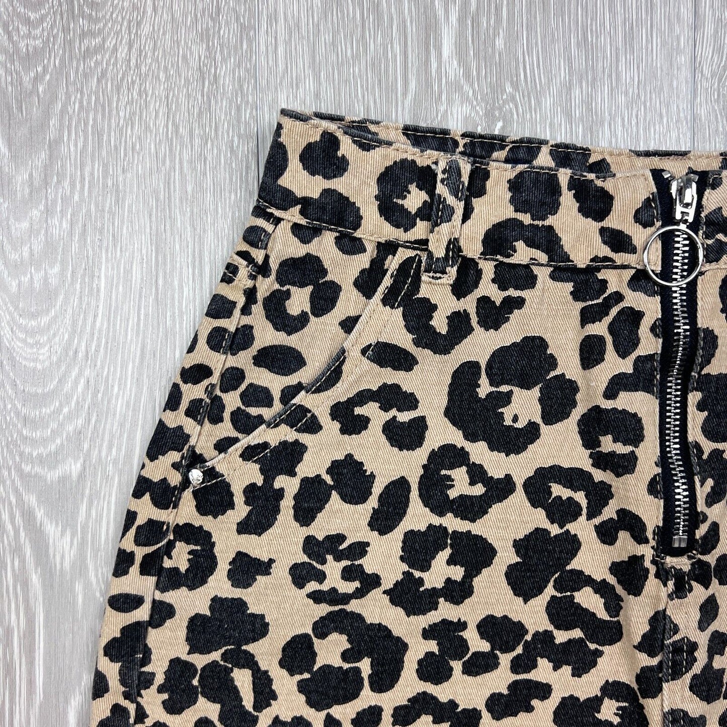 Ava & Ever Womens Animal Print Denim SKirt Size 8