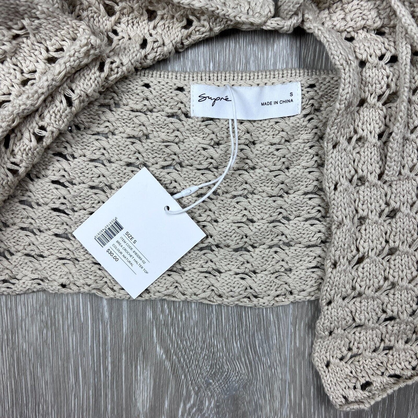 Supre Womens Halter Neck Knitted Beige Top Size Small (New)