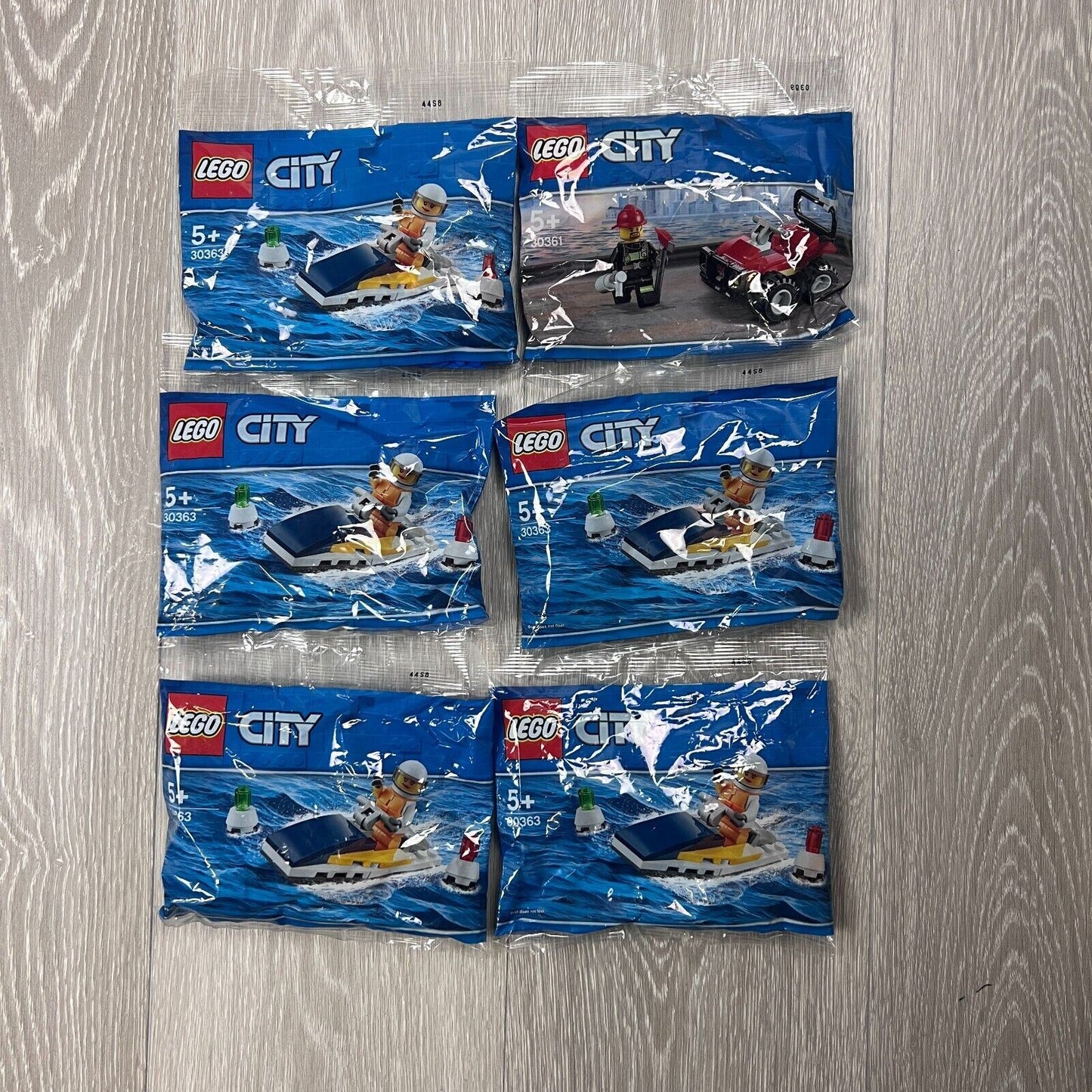 LEGO CITY Polybag Bundle 30363 Race Boat & 30361 Fire ATV (6 Sets)