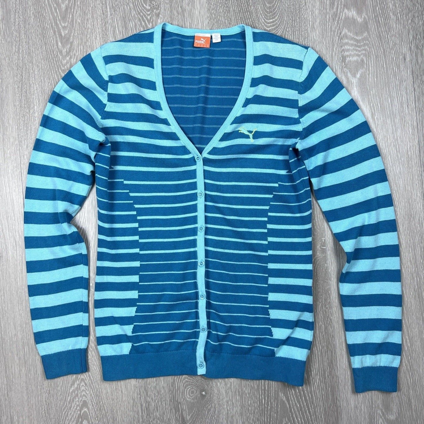Puma Womens Striped Button Up Cardigan Size Small