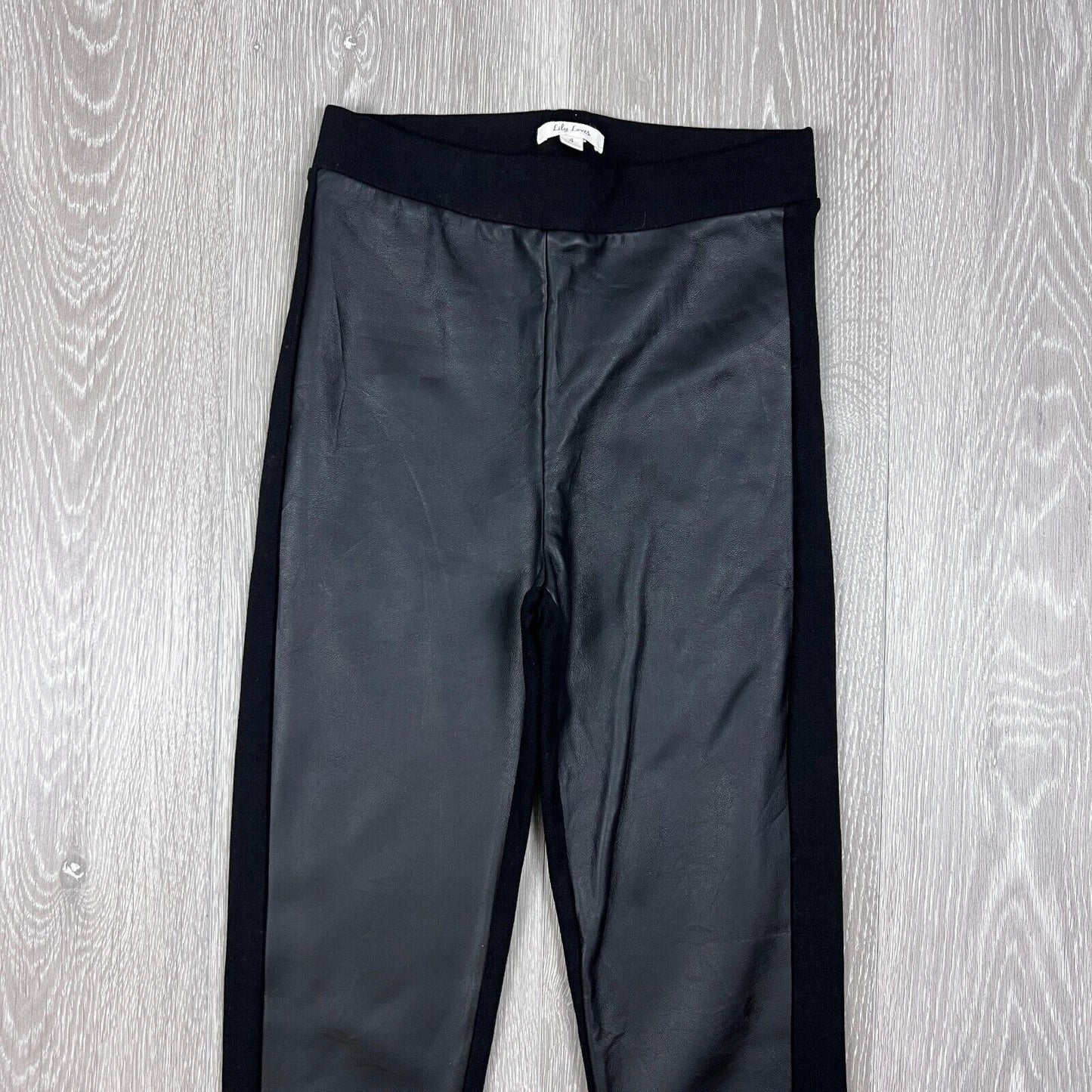 Lily Loves Womens Black Faux Leather Leggings Size 4