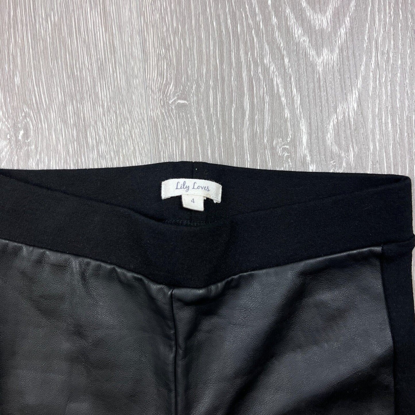 Lily Loves Womens Black Faux Leather Leggings Size 4