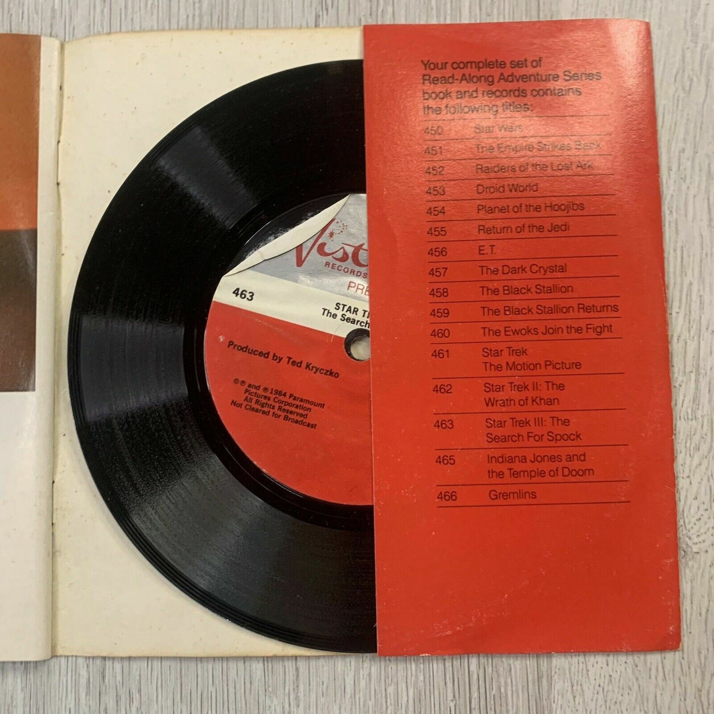 Vintage Star Trek 3 The Search For Spock Book and Vinyl Record 12 Inch (1984)