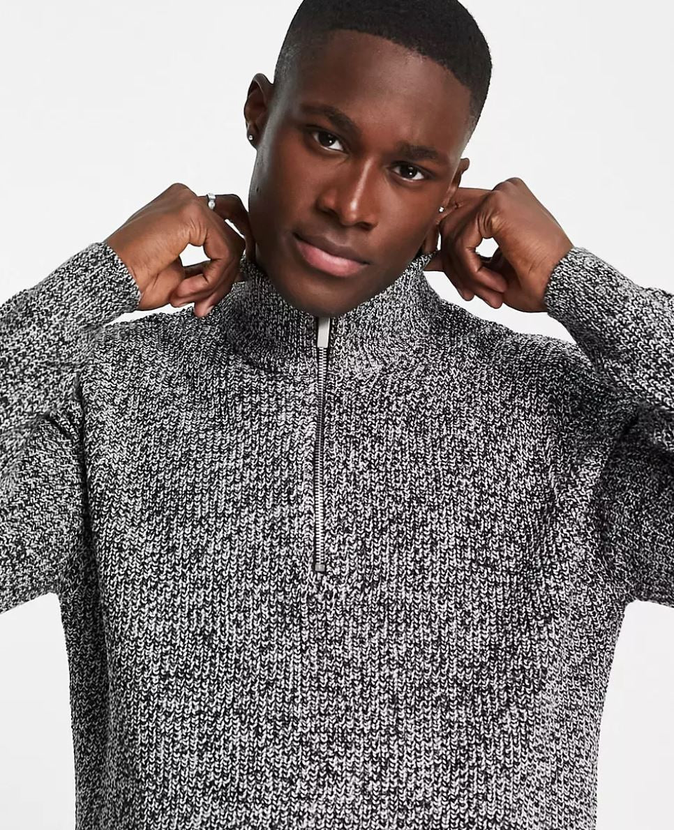 Burton Mens Grey 1/4 Zip Knitted Mens Jumper Size XS (New)