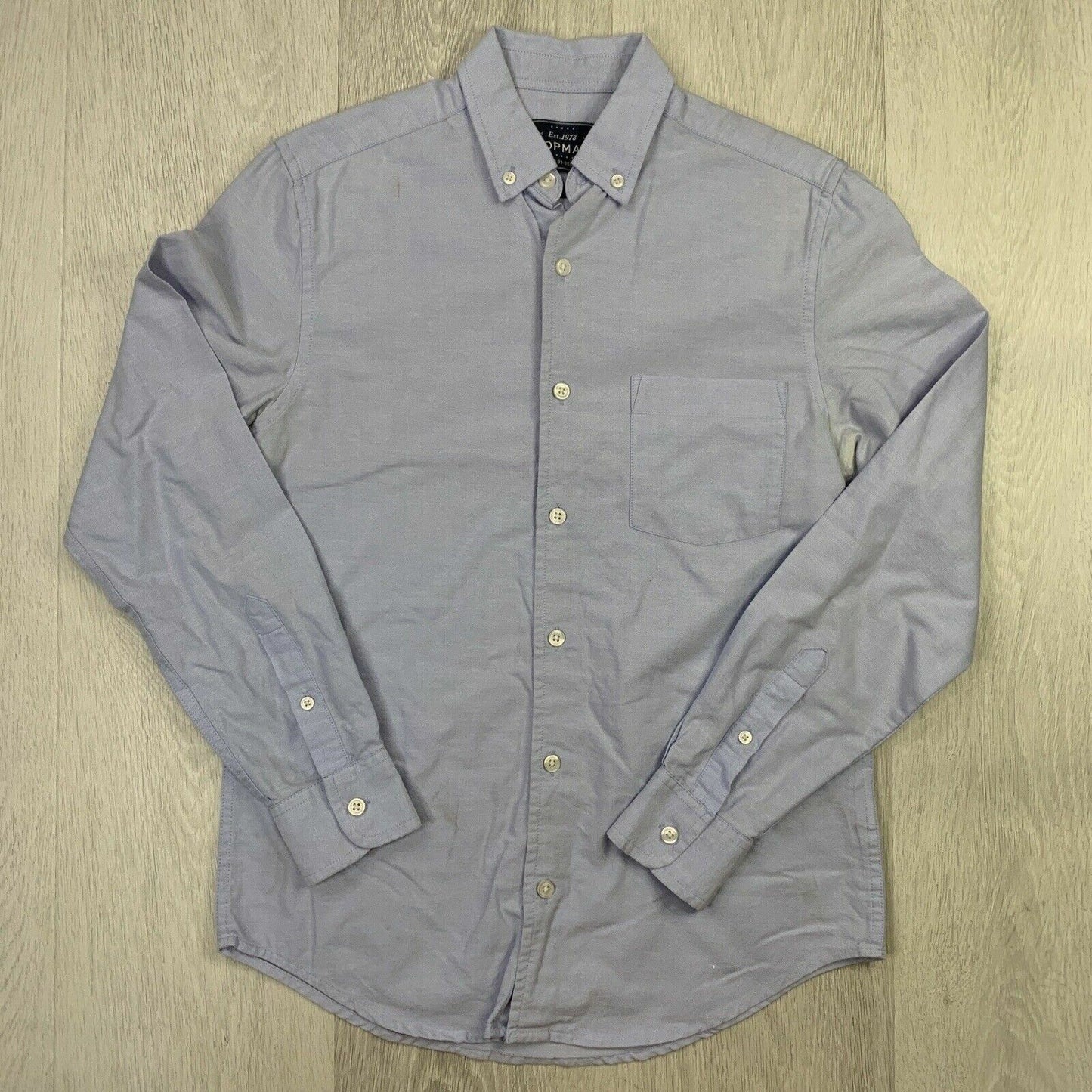 Top Man Mens Light Blue Button Up Casual Shirt Size XXS