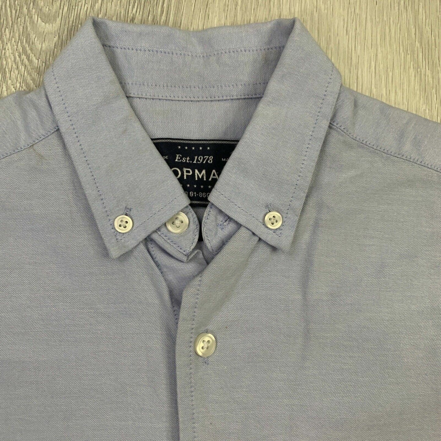 Top Man Mens Light Blue Button Up Casual Shirt Size XXS