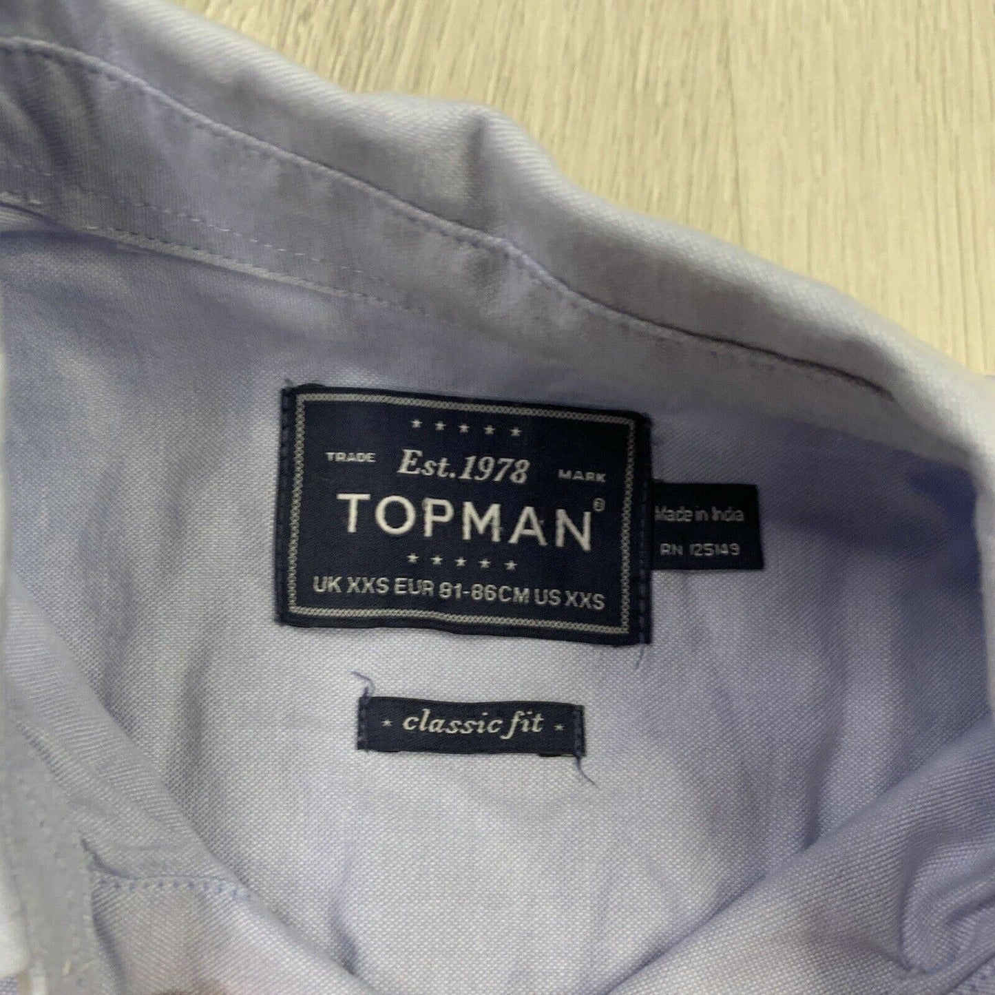 Top Man Mens Light Blue Button Up Casual Shirt Size XXS