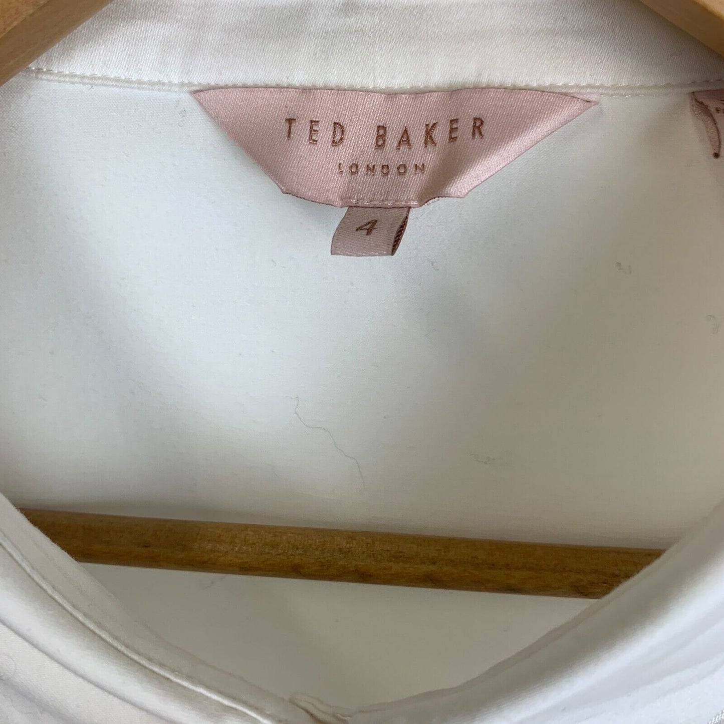 Ted Baker Womens White Long Sleeve Button Up Shirt Size 4
