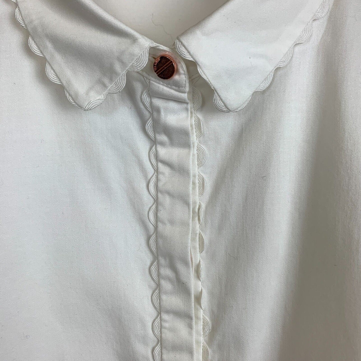 Ted Baker Womens White Long Sleeve Button Up Shirt Size 4