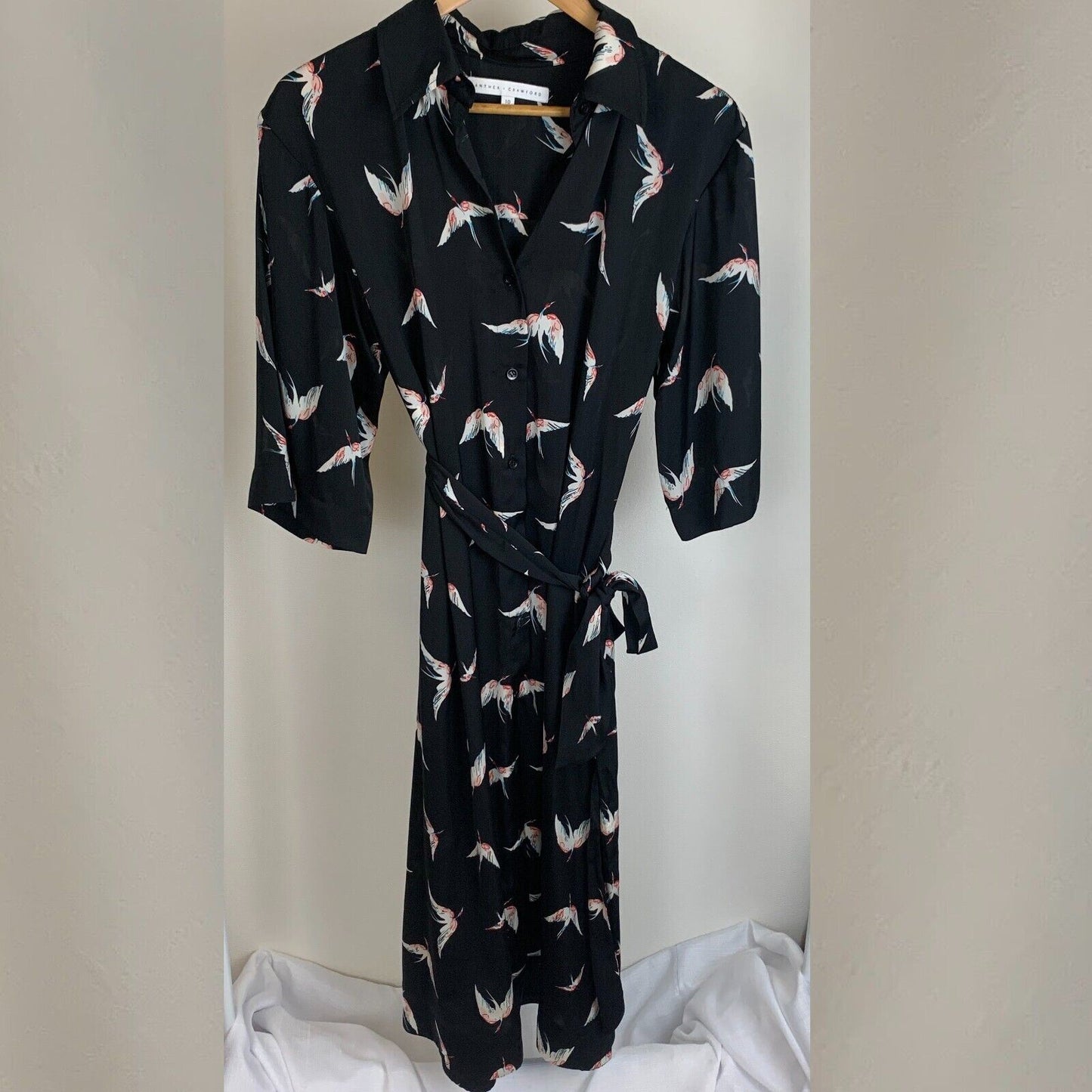 Anthea Crawford Womens Black 3/4 Sleeve Mid Length Dress Size 10