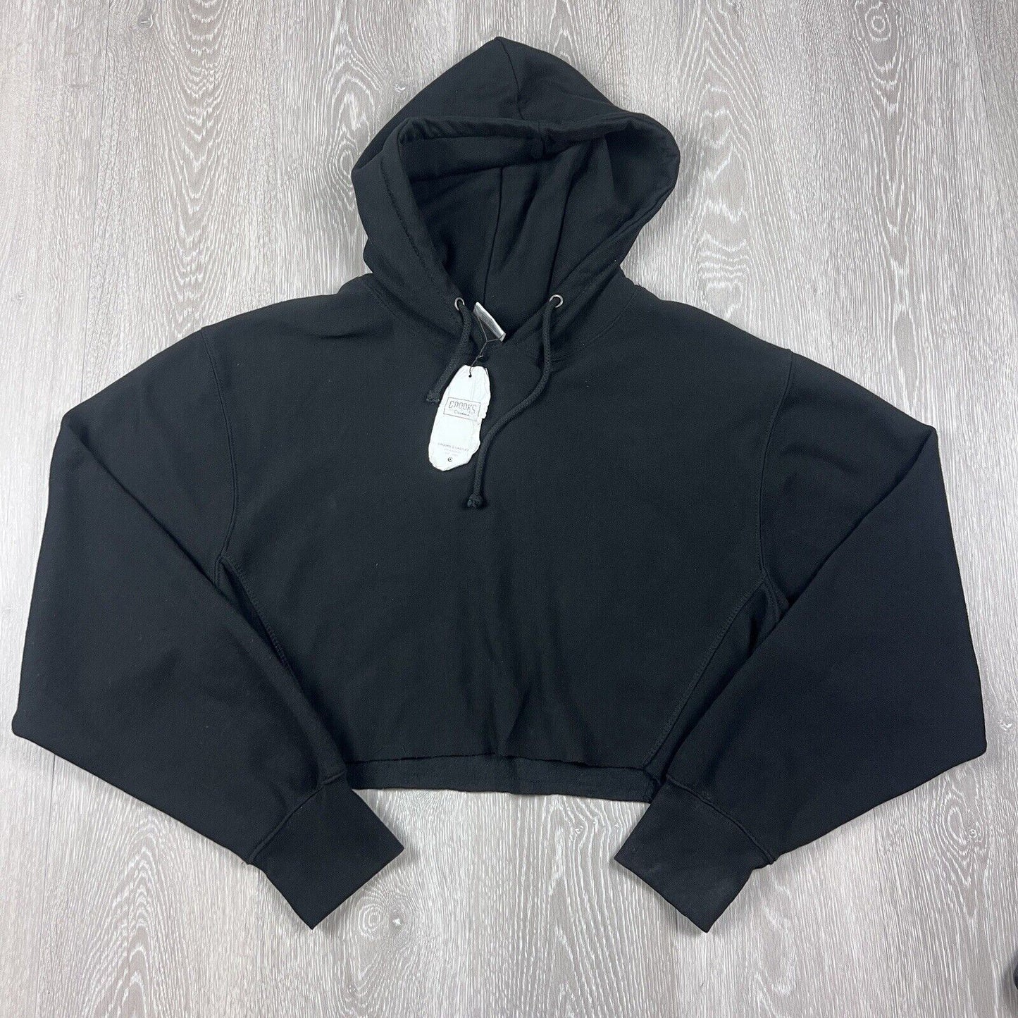 Crooks & Castles Womens Black Cropped Oversized Hoodie Size M