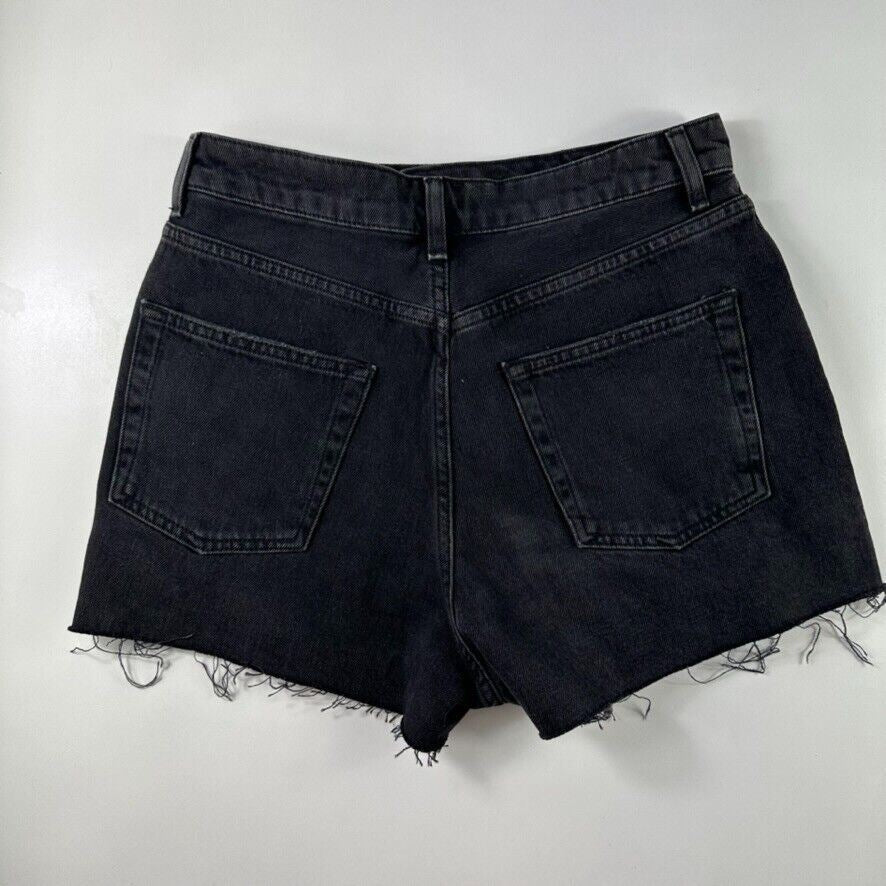 Topshop Mom Womens Black Denim Distressed Shorts Size 10 (New)