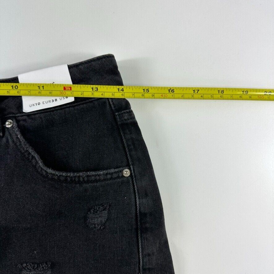 Topshop Mom Womens Black Denim Distressed Shorts Size 10 (New)