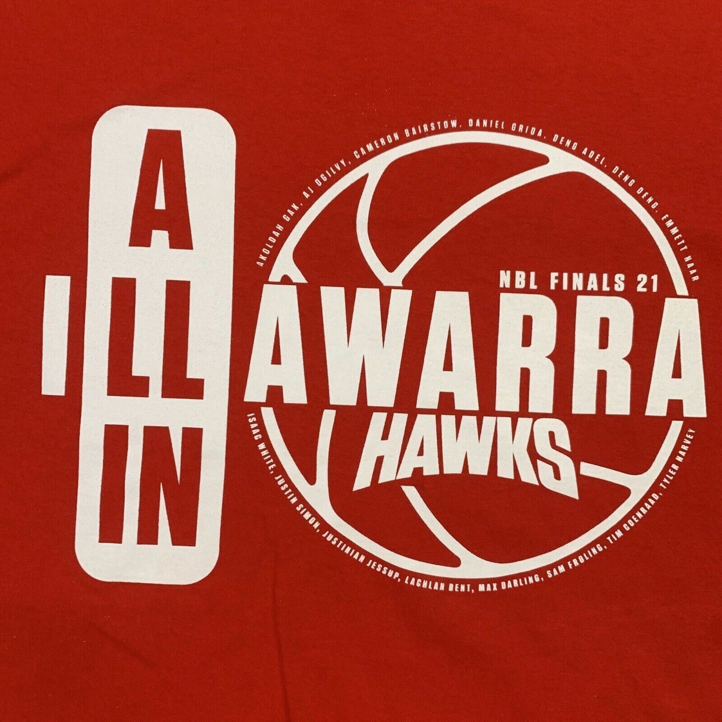 NBL Illawarra Hawks Basketball Mens Red T-Shirt Size XL