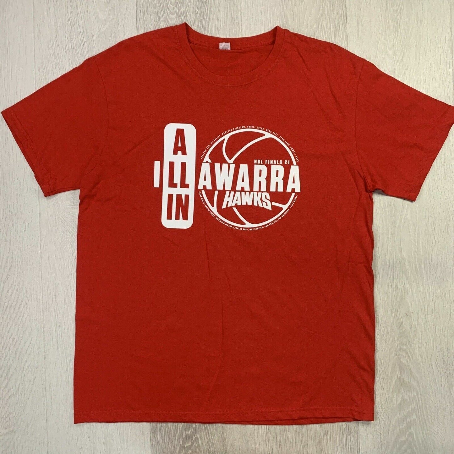NBL Illawarra Hawks Basketball Mens Red T-Shirt Size XL