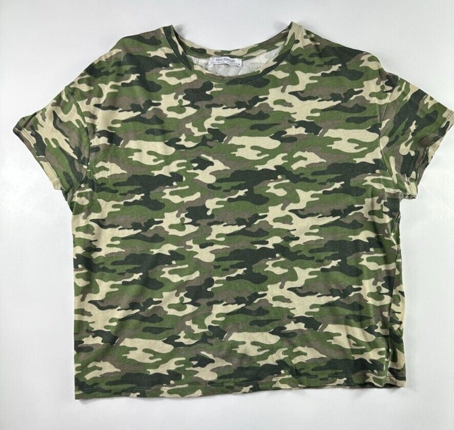 Zara Trafaluc Womens Camouflage Green T-Shirt Size Small