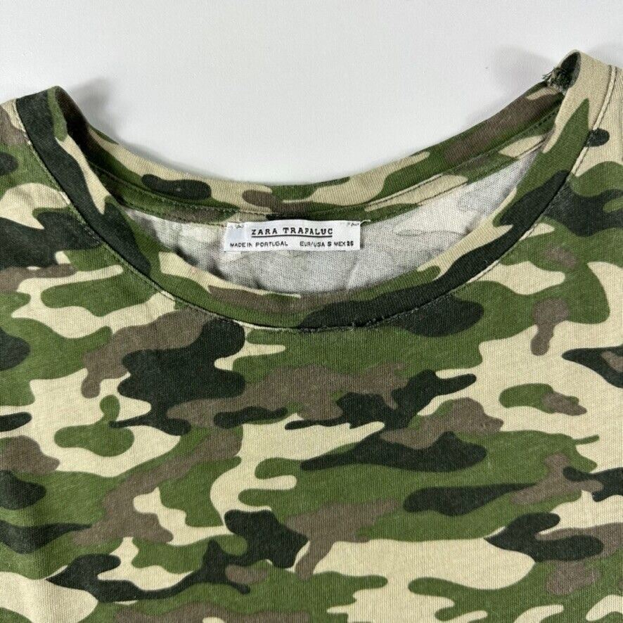 Zara Trafaluc Womens Camouflage Green T-Shirt Size Small