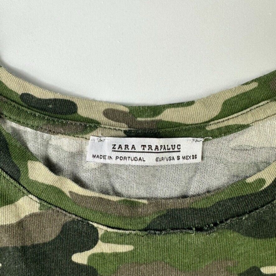 Zara Trafaluc Womens Camouflage Green T-Shirt Size Small