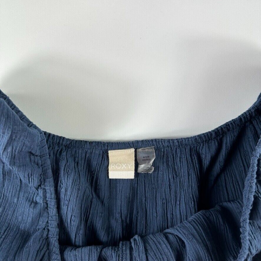 Roxy Womens Cropped Navy Button Up Top Size M/10