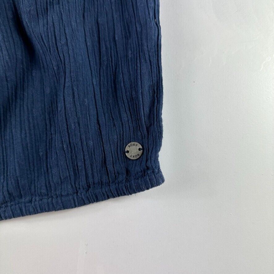 Roxy Womens Cropped Navy Button Up Top Size M/10