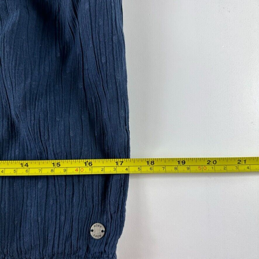 Roxy Womens Cropped Navy Button Up Top Size M/10