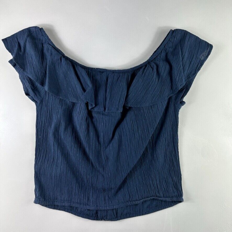 Roxy Womens Cropped Navy Button Up Top Size M/10