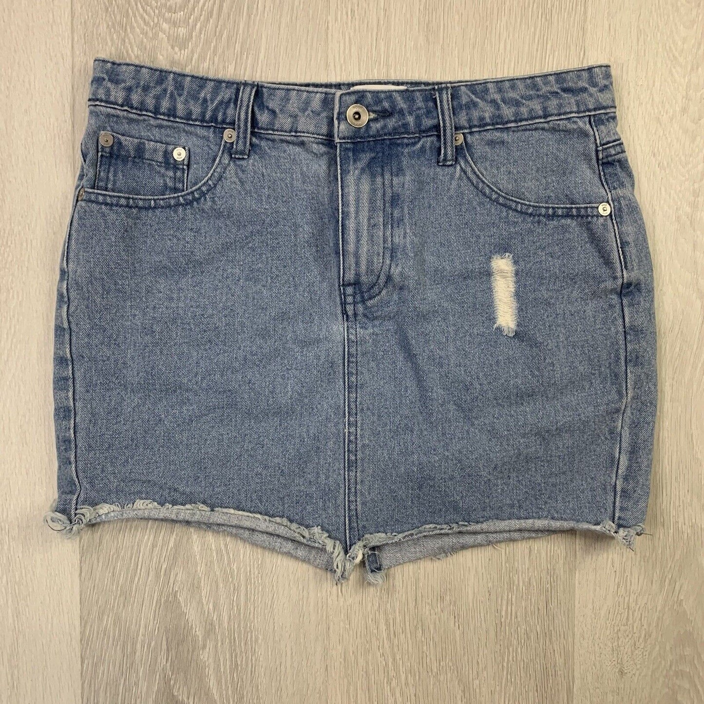 Seed Heritage Distressed Blue Denim Skirt Size Medium