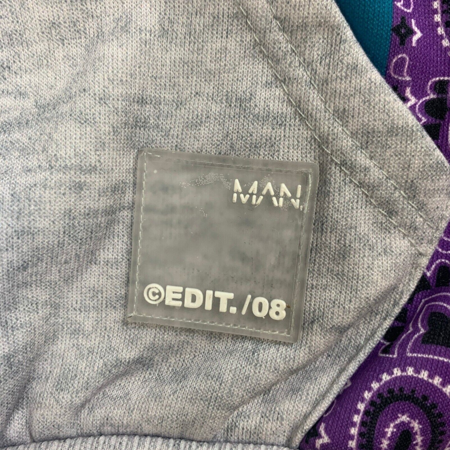Boohoo Man Mens Patchwork Paisley Pullover Men's Hoodie Size Medium