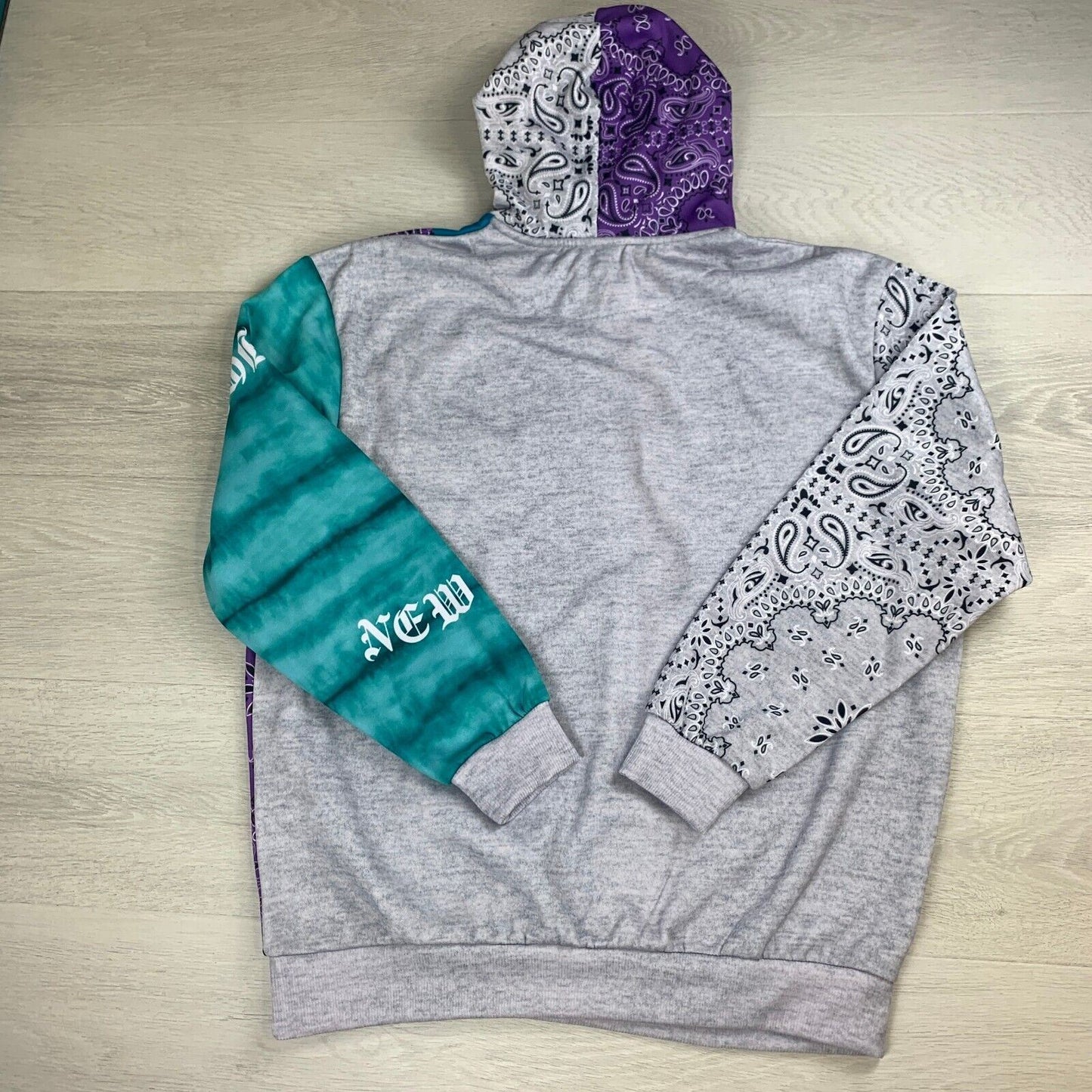 Boohoo Man Mens Patchwork Paisley Pullover Men's Hoodie Size Medium