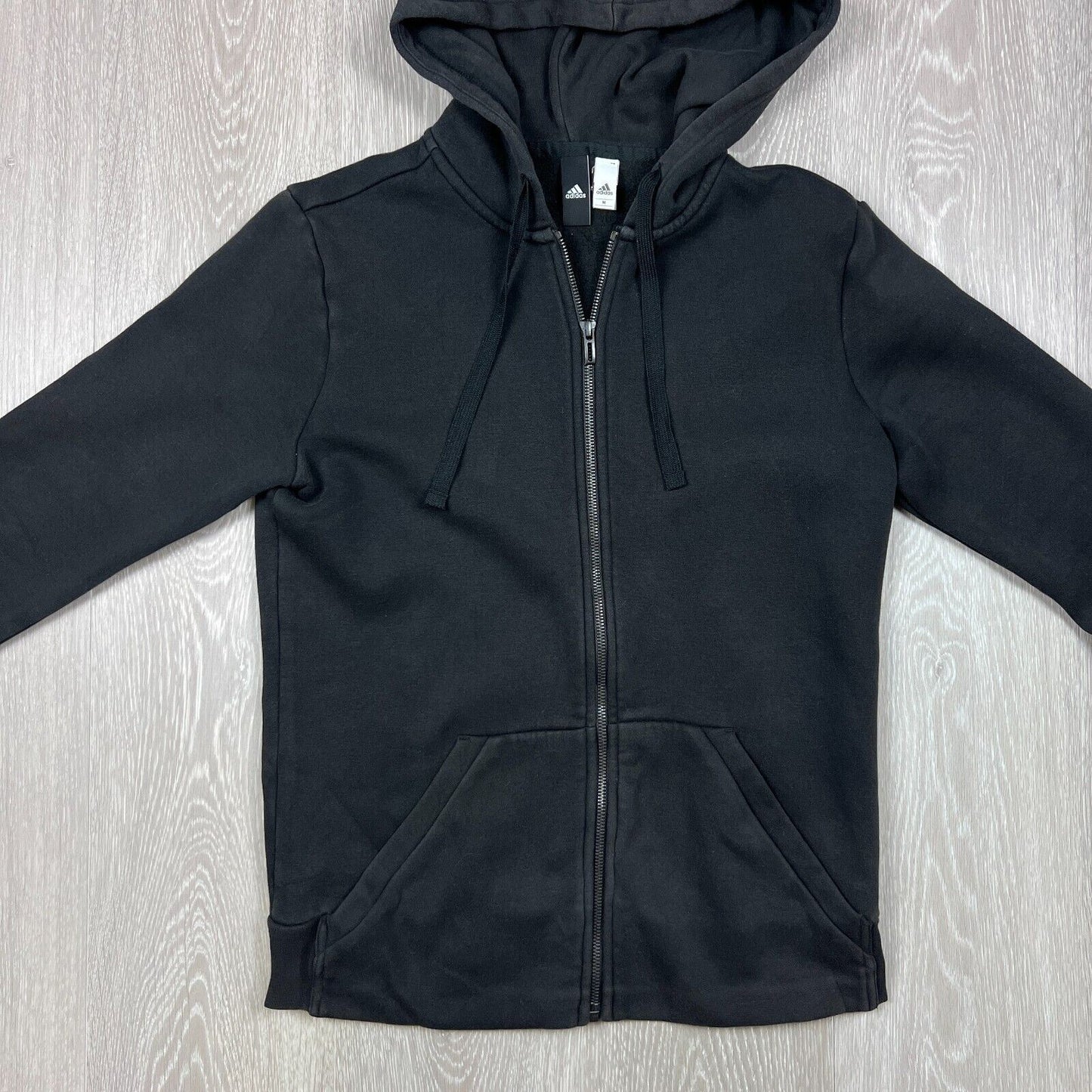 adidas Womens Black Full Zip Sleeve Print Hoodie Size Medium