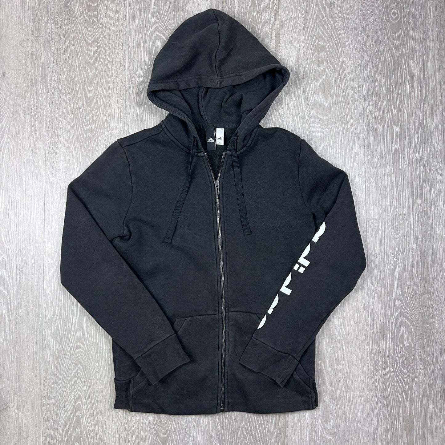 adidas Womens Black Full Zip Sleeve Print Hoodie Size Medium