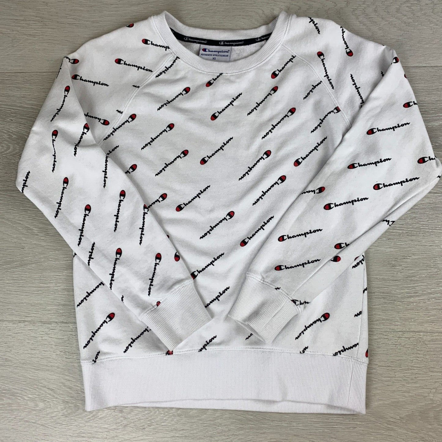 Champion All Over Logo Print Womens Pullover Jumper Size XS