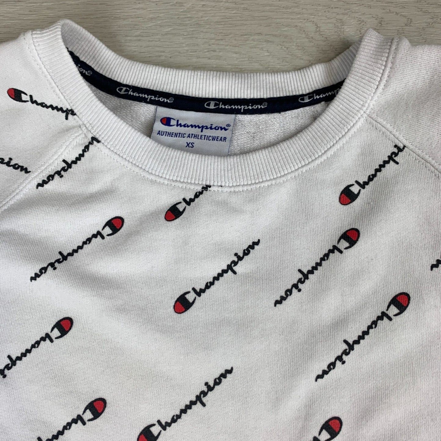 Champion All Over Logo Print Womens Pullover Jumper Size XS