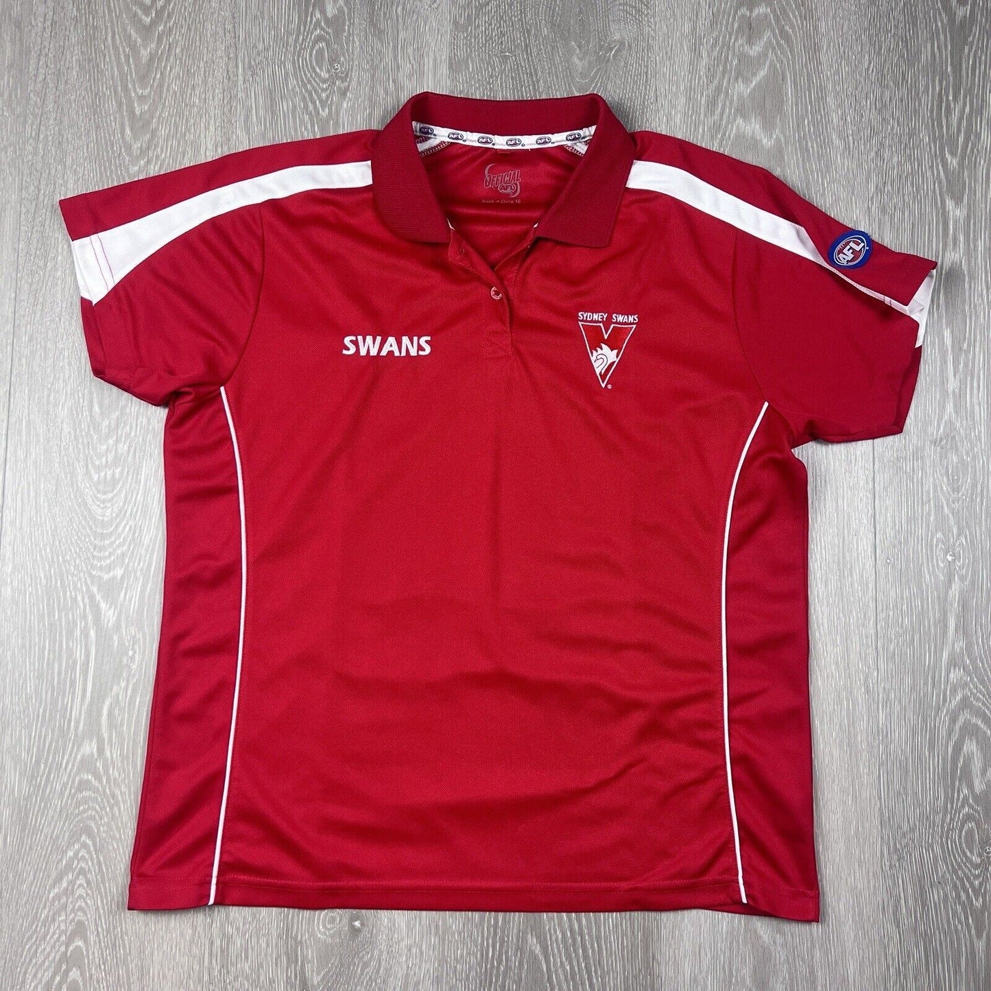 Sydney Swans Official AFL Womens Red Polo Shirt Size 16