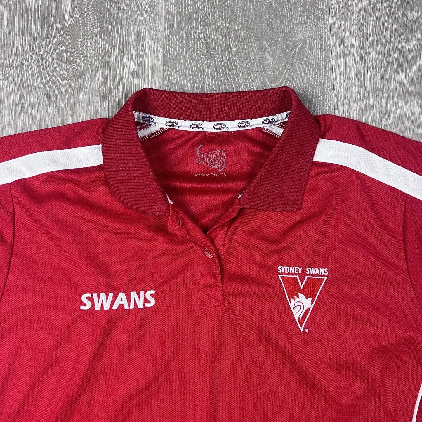 Sydney Swans Official AFL Womens Red Polo Shirt Size 16
