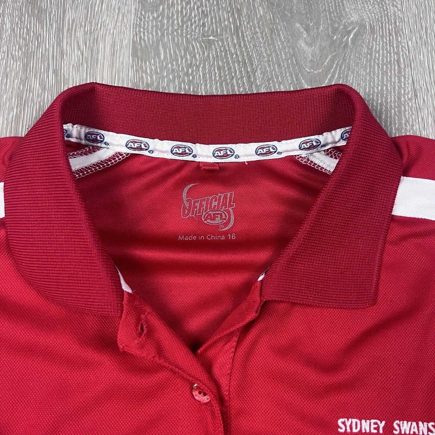 Sydney Swans Official AFL Womens Red Polo Shirt Size 16